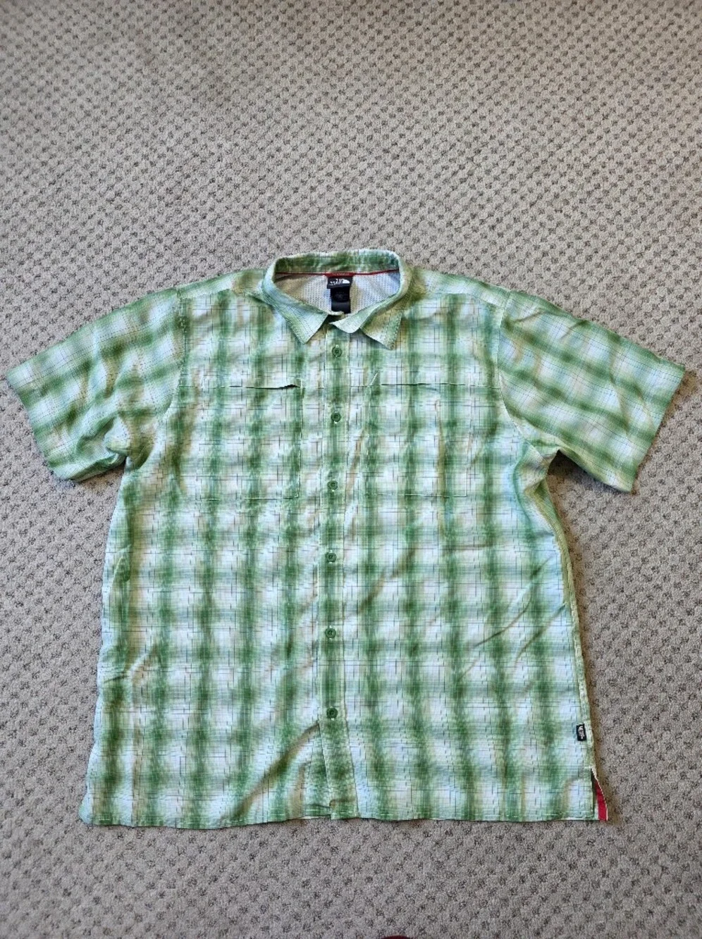 The North Face Green Plaid Short-Sleeve Button-Down Shirt